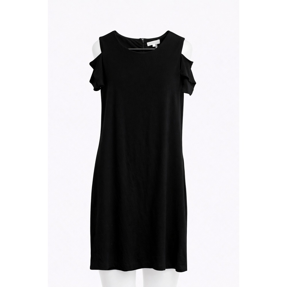 1.STATE Womens Small Black Cold Shoulder Shift Dress Little Black Cocktail